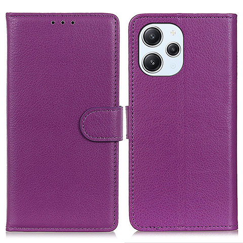 Funda de Cuero Cartera con Soporte Carcasa A03D para Xiaomi Redmi 12 4G Morado