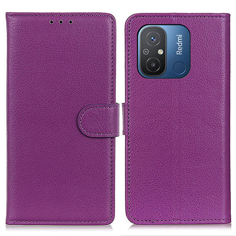 Funda de Cuero Cartera con Soporte Carcasa A03D para Xiaomi Redmi 12C 4G Morado