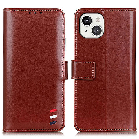 Funda de Cuero Cartera con Soporte Carcasa A04 para Apple iPhone 13 Mini Marron