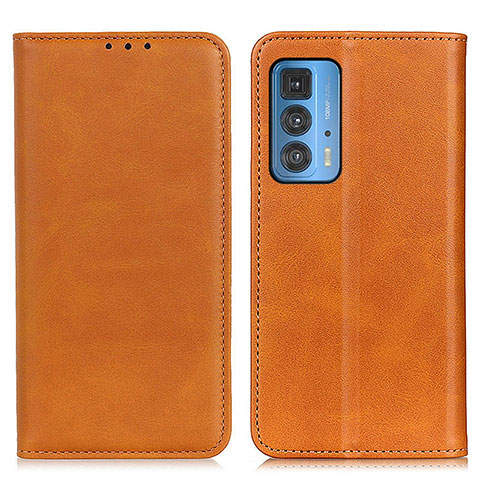 Funda de Cuero Cartera con Soporte Carcasa A04D para Motorola Moto Edge 20 Pro 5G Marron Claro