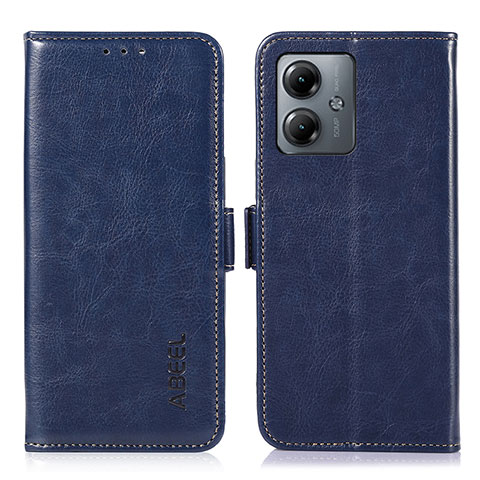 Funda de Cuero Cartera con Soporte Carcasa A04D para Motorola Moto G14 Azul