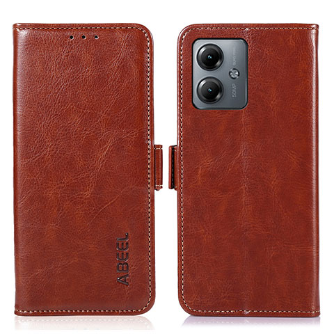 Funda de Cuero Cartera con Soporte Carcasa A04D para Motorola Moto G14 Marron