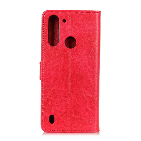 Funda de Cuero Cartera con Soporte Carcasa A04D para Motorola Moto One Fusion Rojo