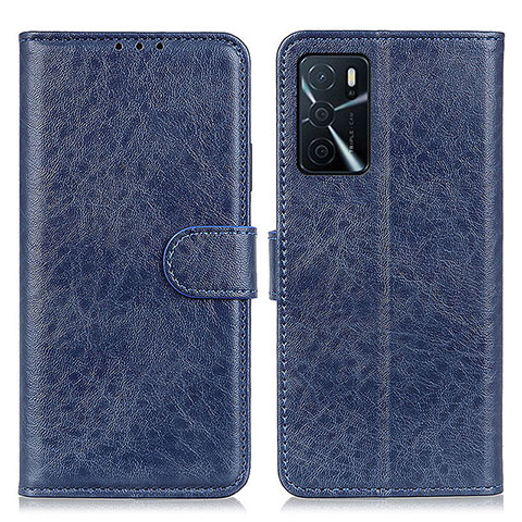 Funda de Cuero Cartera con Soporte Carcasa A04D para Oppo A16 Azul