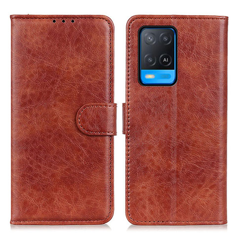 Funda de Cuero Cartera con Soporte Carcasa A04D para Oppo A54 4G Marron