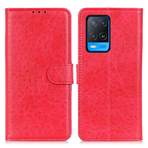 Funda de Cuero Cartera con Soporte Carcasa A04D para Oppo A54 4G Rojo