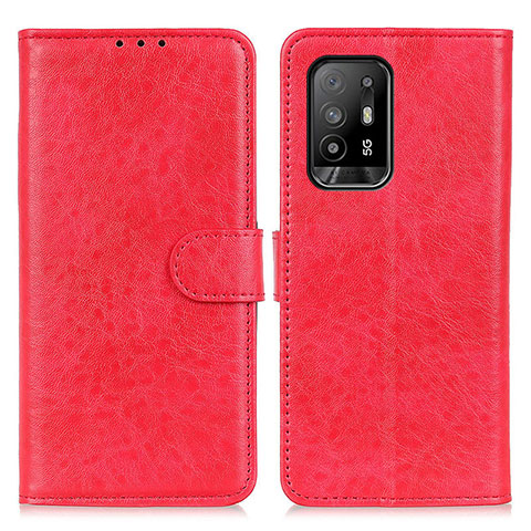 Funda de Cuero Cartera con Soporte Carcasa A04D para Oppo A94 5G Rojo