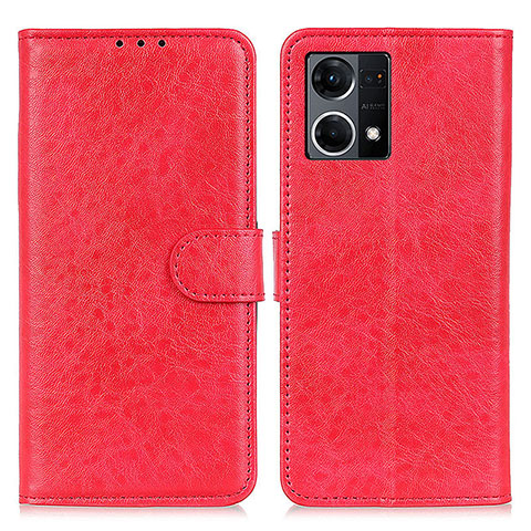 Funda de Cuero Cartera con Soporte Carcasa A04D para Oppo F21s Pro 4G Rojo