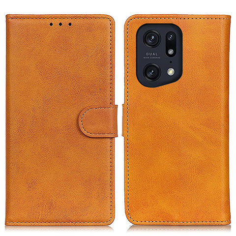 Funda de Cuero Cartera con Soporte Carcasa A04D para Oppo Find X5 Pro 5G Marron