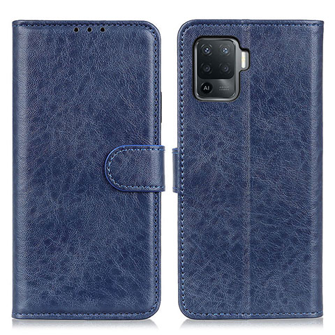 Funda de Cuero Cartera con Soporte Carcasa A04D para Oppo Reno5 F Azul