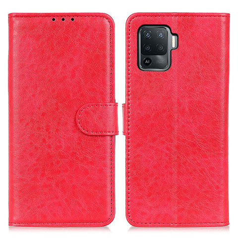 Funda de Cuero Cartera con Soporte Carcasa A04D para Oppo Reno5 F Rojo