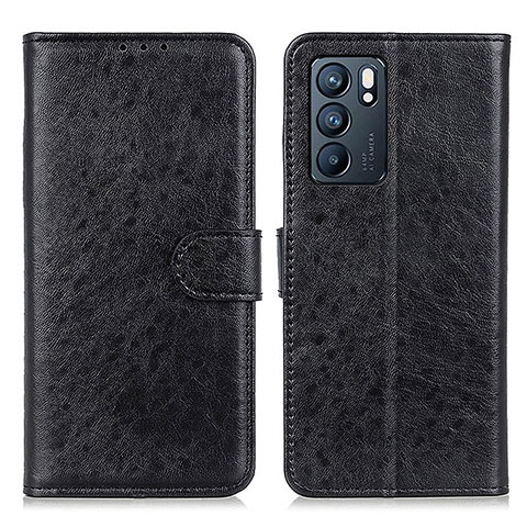 Funda de Cuero Cartera con Soporte Carcasa A04D para Oppo Reno6 5G Negro