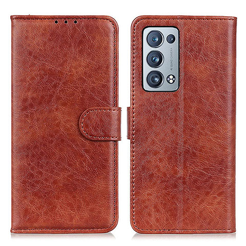 Funda de Cuero Cartera con Soporte Carcasa A04D para Oppo Reno6 Pro 5G Marron