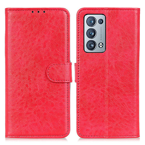 Funda de Cuero Cartera con Soporte Carcasa A04D para Oppo Reno6 Pro 5G Rojo