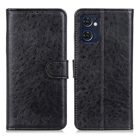 Funda de Cuero Cartera con Soporte Carcasa A04D para Oppo Reno7 5G Negro