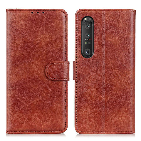 Funda de Cuero Cartera con Soporte Carcasa A04D para Sony Xperia 1 III Marron