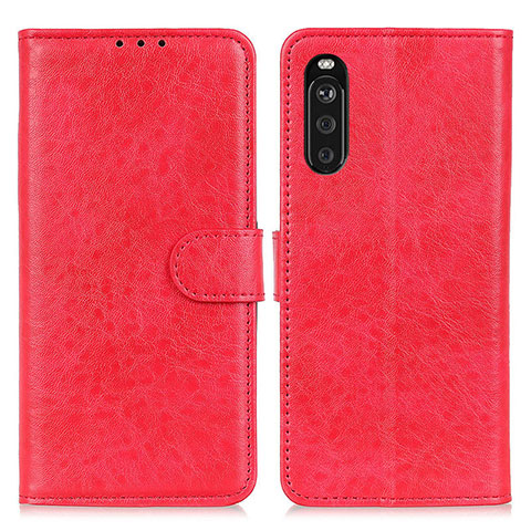 Funda de Cuero Cartera con Soporte Carcasa A04D para Sony Xperia 10 III SO-52B Rojo