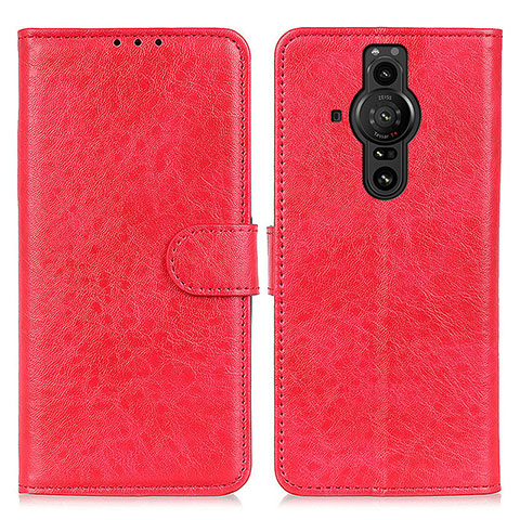 Funda de Cuero Cartera con Soporte Carcasa A04D para Sony Xperia PRO-I Rojo