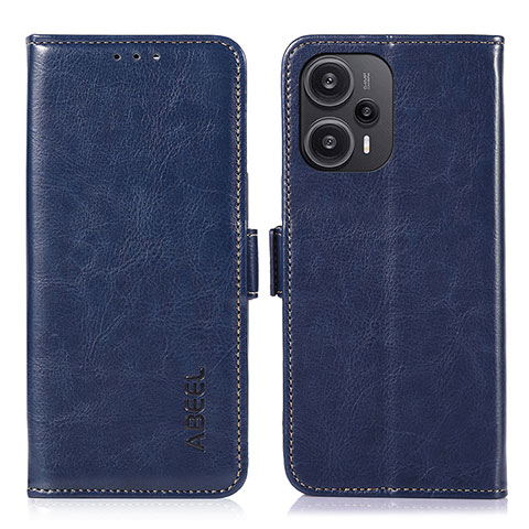 Funda de Cuero Cartera con Soporte Carcasa A04D para Xiaomi Poco F5 5G Azul