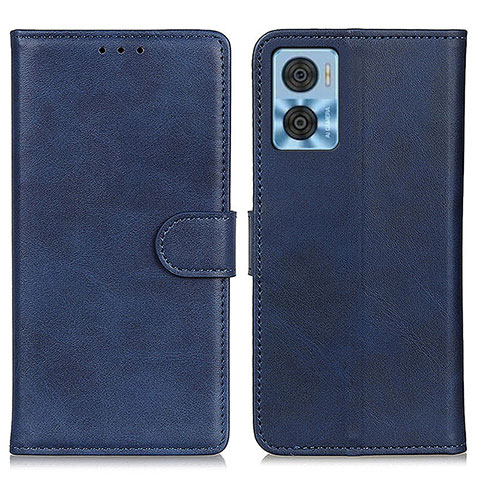 Funda de Cuero Cartera con Soporte Carcasa A05D para Motorola Moto E22 Azul