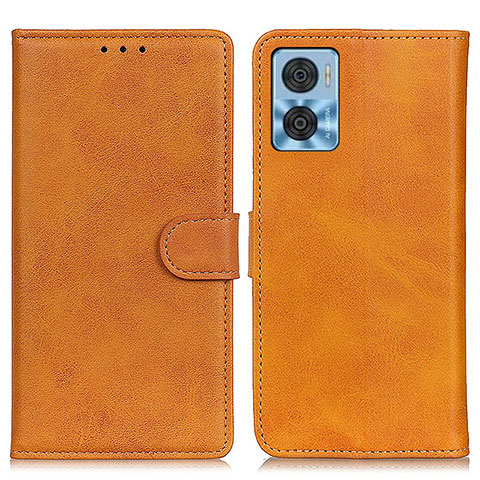 Funda de Cuero Cartera con Soporte Carcasa A05D para Motorola Moto E22 Marron