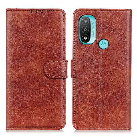 Funda de Cuero Cartera con Soporte Carcasa A05D para Motorola Moto E30 Marron