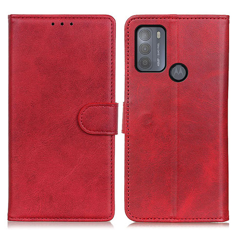 Funda de Cuero Cartera con Soporte Carcasa A05D para Motorola Moto G50 Rojo