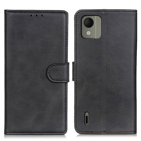 Funda de Cuero Cartera con Soporte Carcasa A05D para Nokia C110 Negro