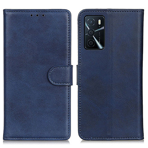 Funda de Cuero Cartera con Soporte Carcasa A05D para Oppo A16 Azul