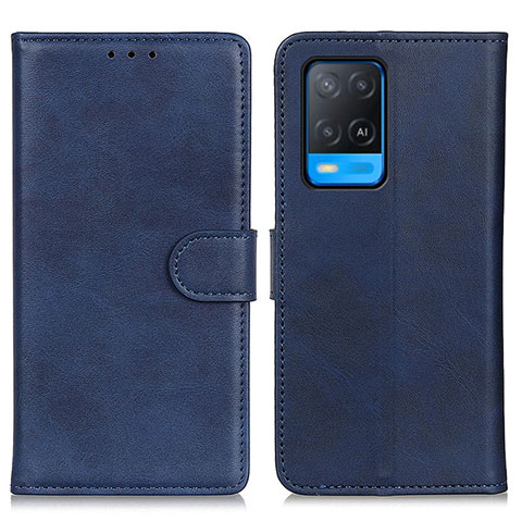 Funda de Cuero Cartera con Soporte Carcasa A05D para Oppo A54 4G Azul