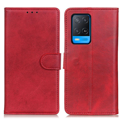 Funda de Cuero Cartera con Soporte Carcasa A05D para Oppo A54 4G Rojo