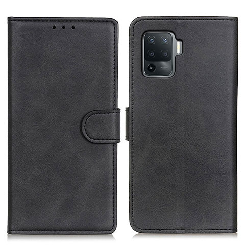 Funda de Cuero Cartera con Soporte Carcasa A05D para Oppo Reno5 F Negro