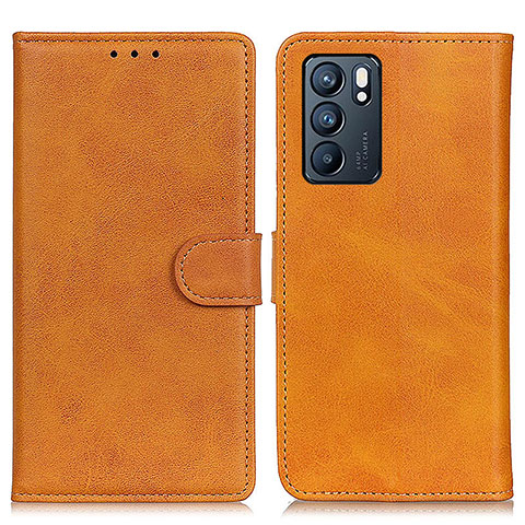 Funda de Cuero Cartera con Soporte Carcasa A05D para Oppo Reno6 5G Marron