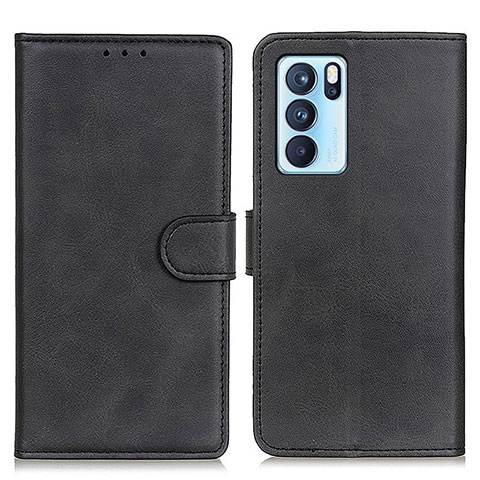 Funda de Cuero Cartera con Soporte Carcasa A05D para Oppo Reno6 Pro 5G India Negro