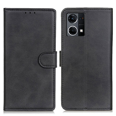 Funda de Cuero Cartera con Soporte Carcasa A05D para Oppo Reno8 4G Negro