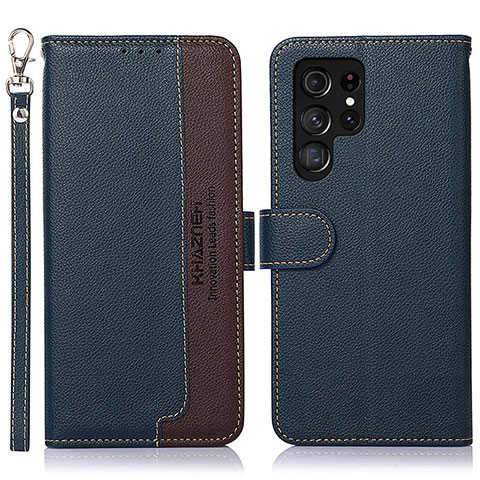 Funda de Cuero Cartera con Soporte Carcasa A05D para Samsung Galaxy S23 Ultra 5G Azul