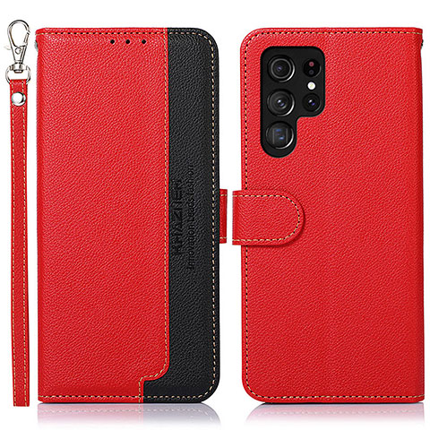 Funda de Cuero Cartera con Soporte Carcasa A05D para Samsung Galaxy S23 Ultra 5G Rojo