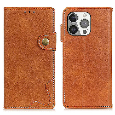 Funda de Cuero Cartera con Soporte Carcasa A06 para Apple iPhone 14 Pro Max Marron