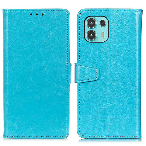 Funda de Cuero Cartera con Soporte Carcasa A06D para Motorola Moto Edge 20 Lite 5G Azul Cielo