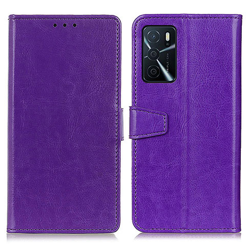 Funda de Cuero Cartera con Soporte Carcasa A06D para Oppo A16 Morado