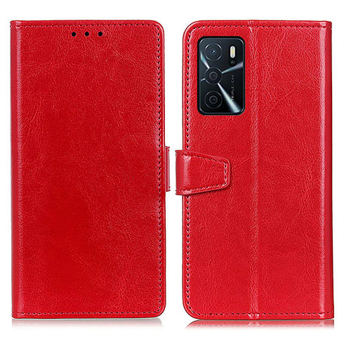 Funda de Cuero Cartera con Soporte Carcasa A06D para Oppo A16 Rojo