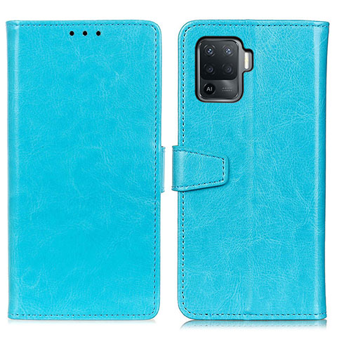 Funda de Cuero Cartera con Soporte Carcasa A06D para Oppo A94 4G Azul Cielo