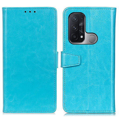 Funda de Cuero Cartera con Soporte Carcasa A06D para Oppo Reno5 A Azul Cielo