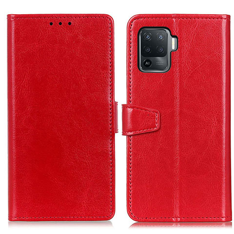 Funda de Cuero Cartera con Soporte Carcasa A06D para Oppo Reno5 F Rojo