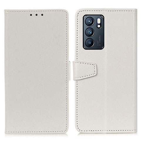 Funda de Cuero Cartera con Soporte Carcasa A06D para Oppo Reno6 5G Blanco