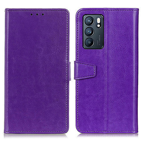 Funda de Cuero Cartera con Soporte Carcasa A06D para Oppo Reno6 5G Morado