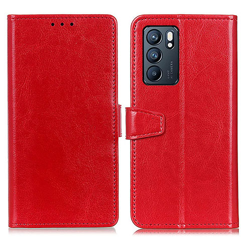 Funda de Cuero Cartera con Soporte Carcasa A06D para Oppo Reno6 5G Rojo