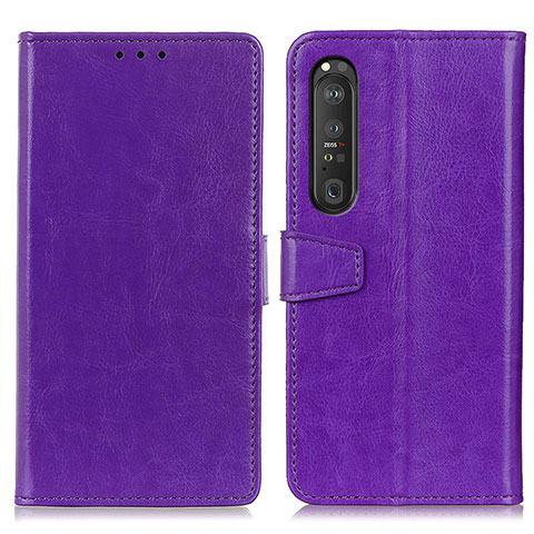 Funda de Cuero Cartera con Soporte Carcasa A06D para Sony Xperia 1 III Morado