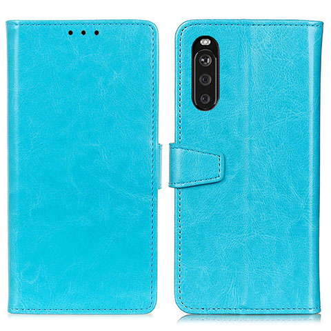 Funda de Cuero Cartera con Soporte Carcasa A06D para Sony Xperia 10 III Azul Cielo