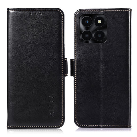 Funda de Cuero Cartera con Soporte Carcasa A07D para Huawei Honor X6a Negro